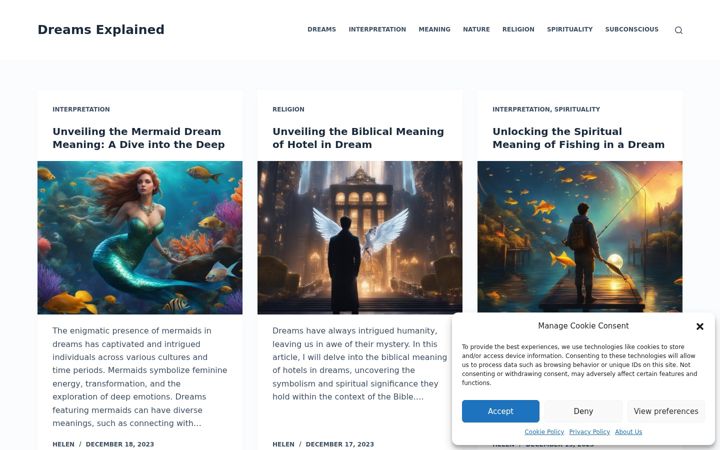 Screenshot of dreamsexplained.net