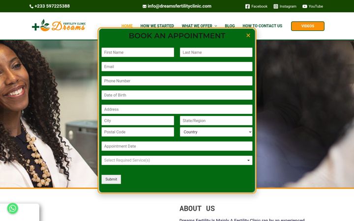 Screenshot of dreamsfertilityclinic.com