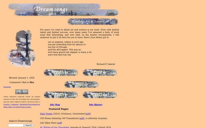 Screenshot von dreamsongs.com