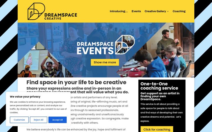 Ekrano kopija dreamspacecreative.org