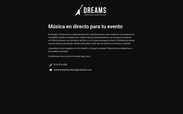 Screenshot of dreamsproduccionesyrepresentaciones.com