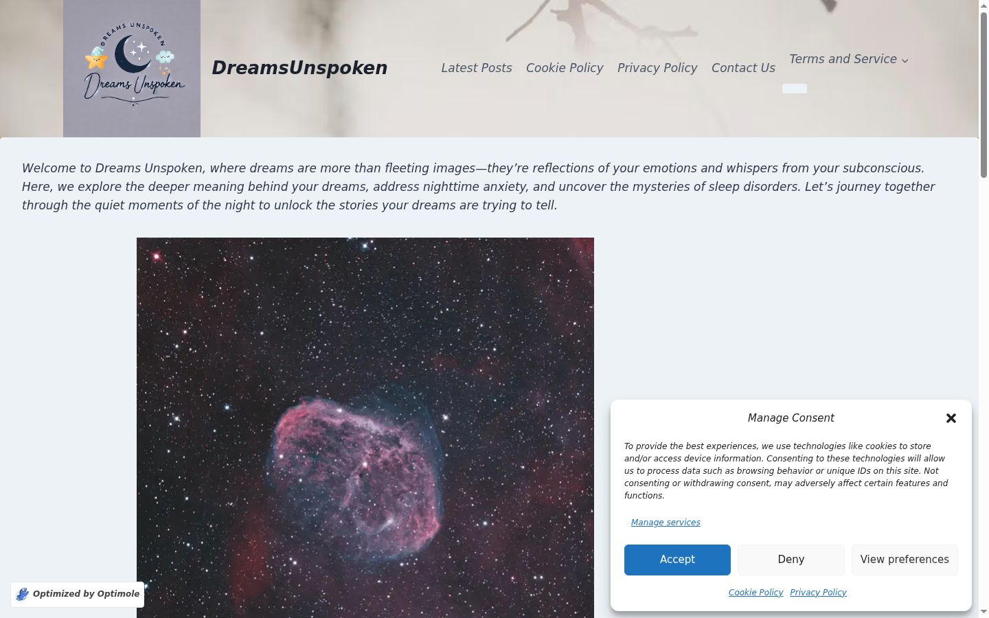 Screenshot of the consent banner shown before any interaction