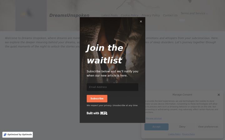 Screenshot of dreamsunspoken.com