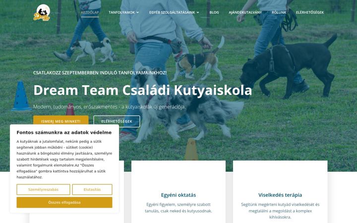 Képernyőkép: dreamteamkutyaiskola.hu