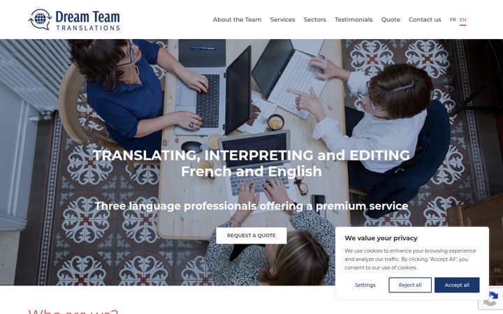 Screenshot of dreamteamtranslations.com