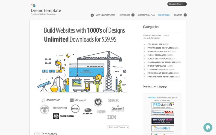 Screenshot di dreamtemplate.com