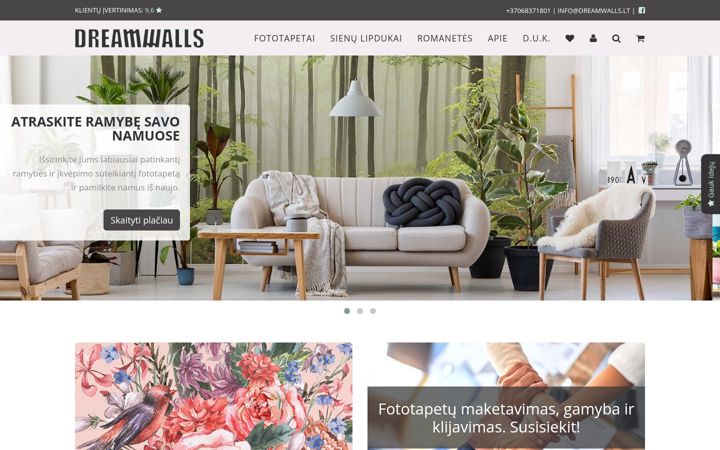 Snímek obrazovky dreamwalls.lt