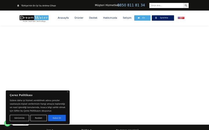 Screenshot stránky dreamwater.com.tr