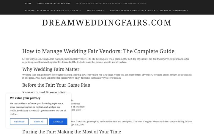 Screenshot of dreamweddingfairs.com