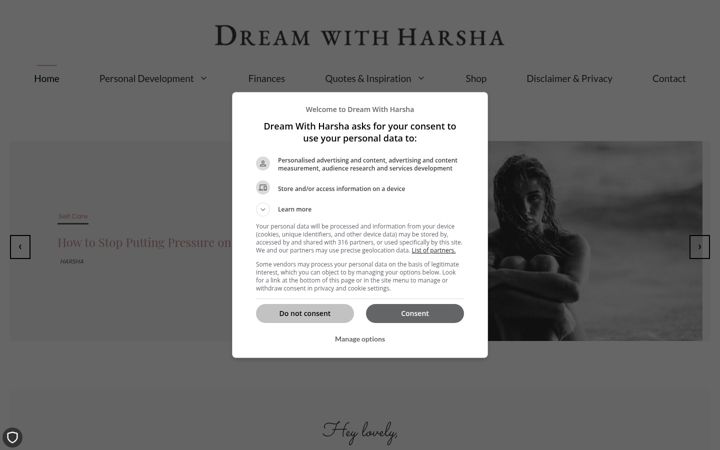 Screenshot of dreamwithharsha.com
