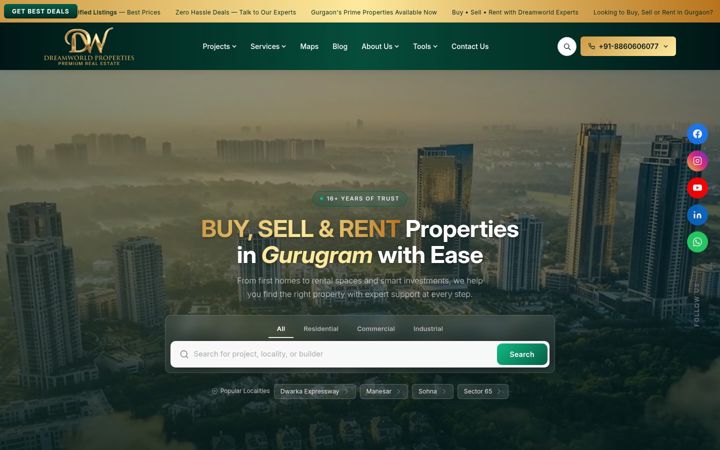 Screenshot of dreamworldproperties.in
