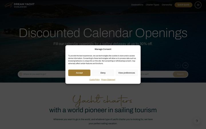Screenshot of dreamyachtcharter.com