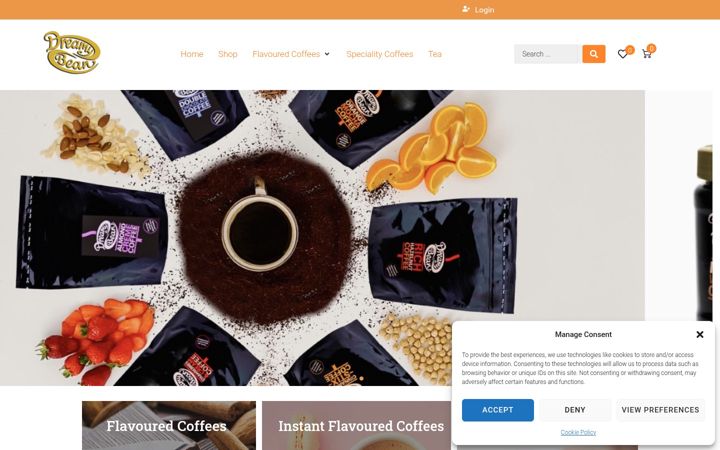 Captură de ecran a dreamybean.co.uk
