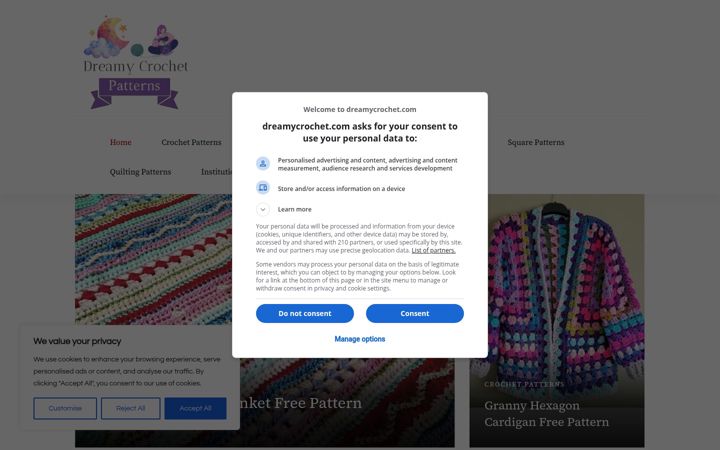 Screenshot of dreamycrochet.com