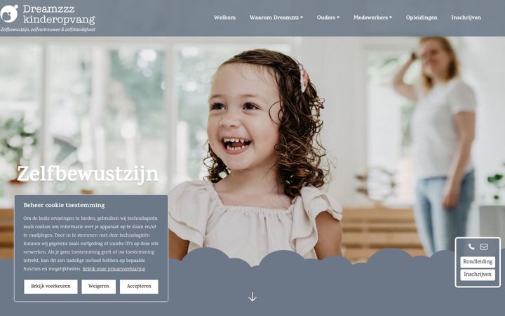 Screenshot van dreamzzzkinderopvang.nl