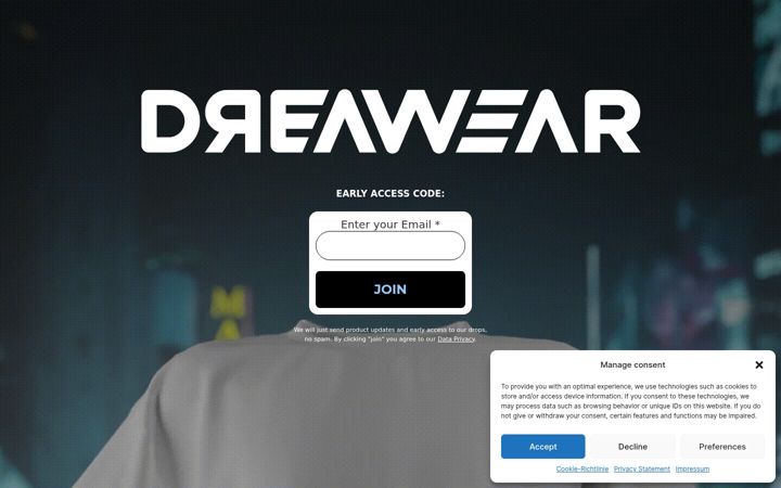 Screenshot of dreawear.com