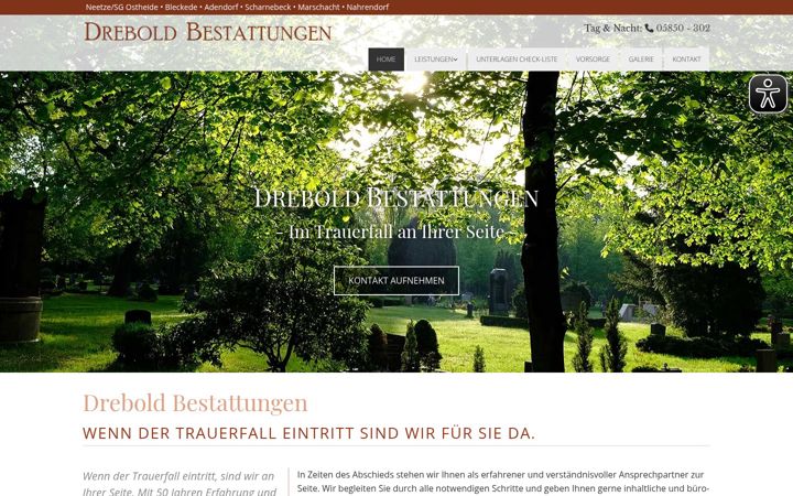Snímek obrazovky drebold-bestattungen.de
