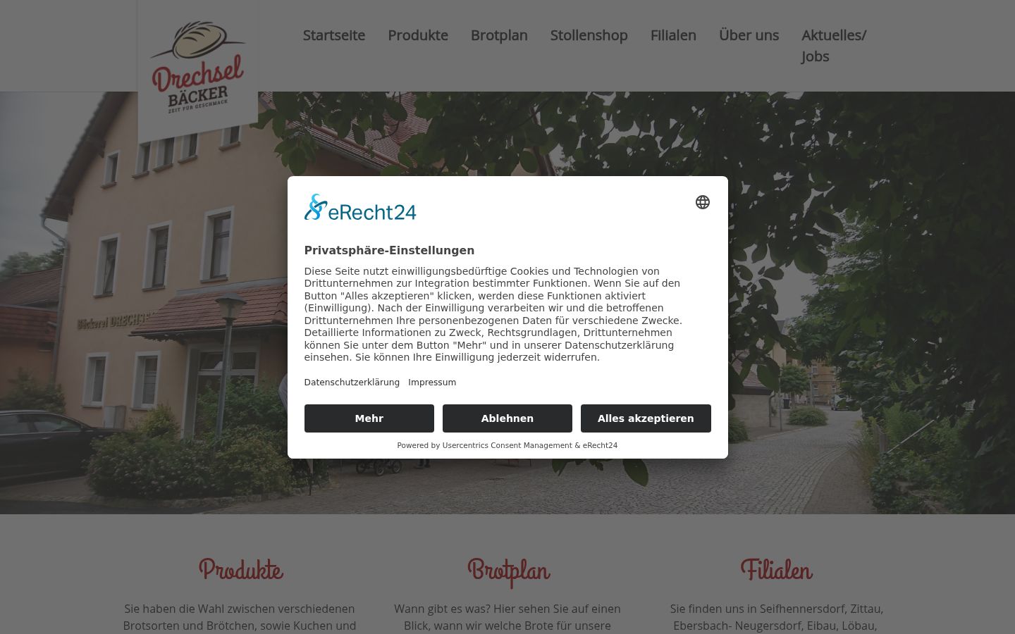 Screenshot of the consent banner shown before any interaction