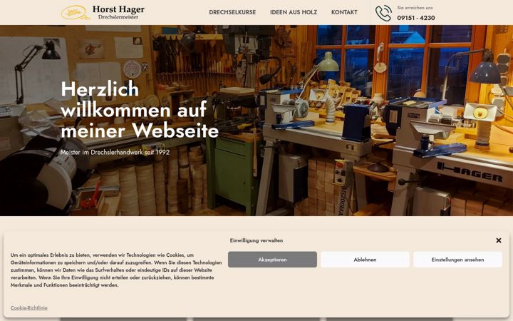 Snímek obrazovky drechslerei-hager.de