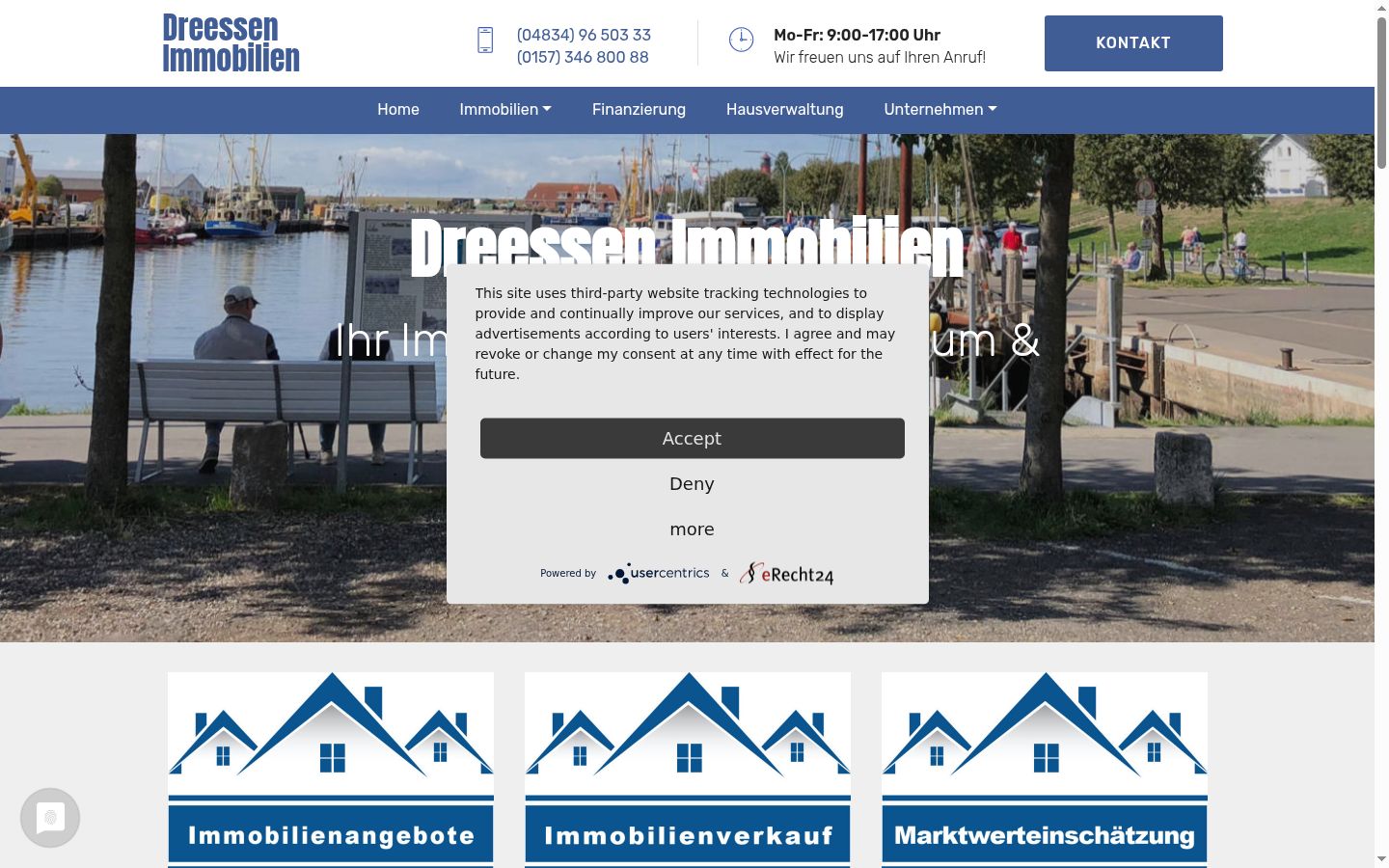 Screenshot del banner di consenso mostrato prima di qualsiasi interazione