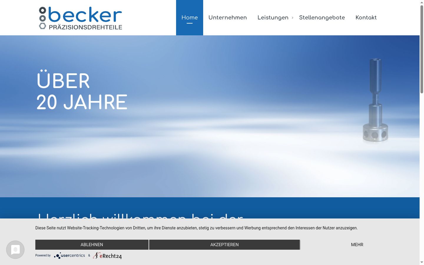 Screenshot of the consent banner shown before any interaction