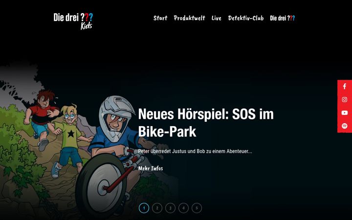 Skærmbillede af dreifragezeichen-kids.de