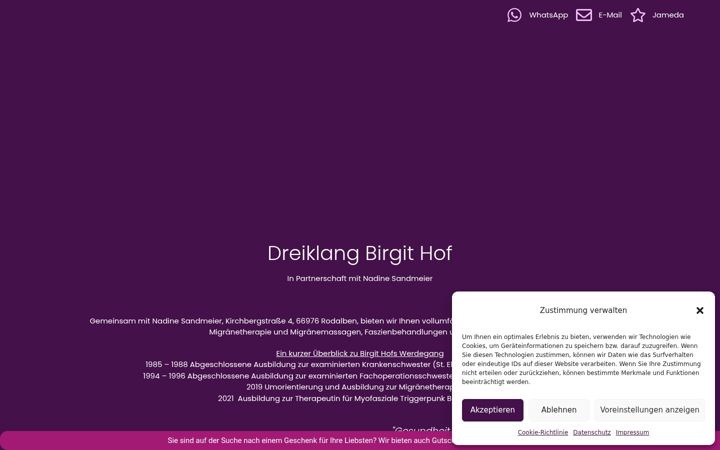 Skærmbillede af dreiklang-birgit-hof.de