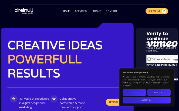 Screenshot of dreinullstudio.com