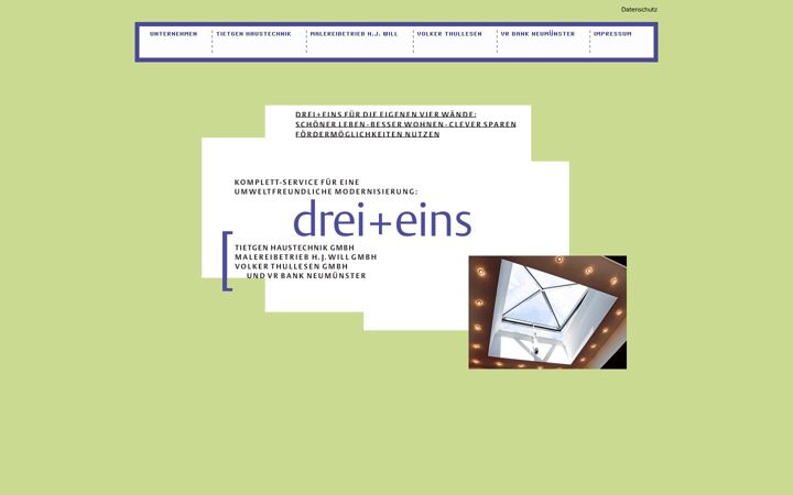 Screenshot of dreipluseins.com