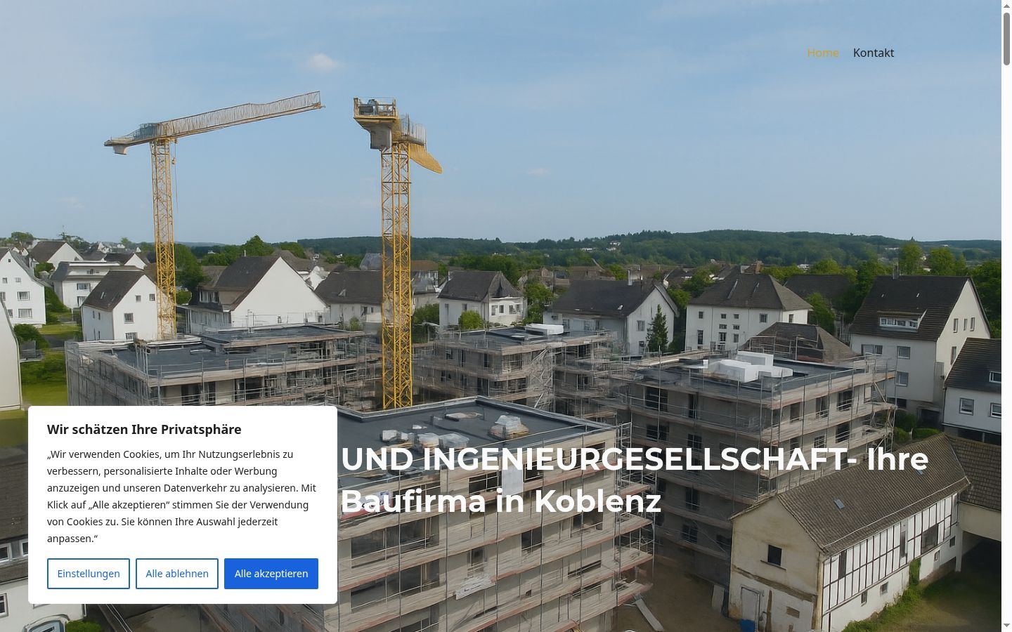 Screenshot des Einwilligungsbanners vor jeglicher Interaktion