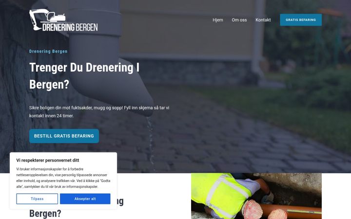 Kuvakaappaus sivustosta drenering-bergen.no