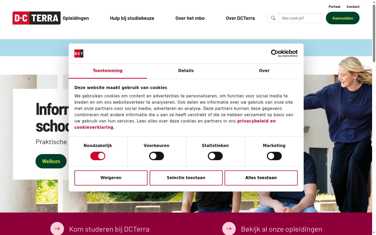 Screenshot of the consent banner shown before any interaction