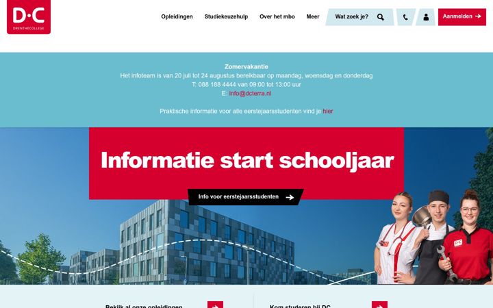 Screenshot of drenthecollege.nl