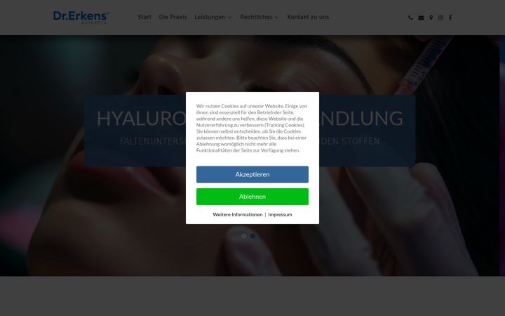 Screenshot of drerkens-aesthetik.de