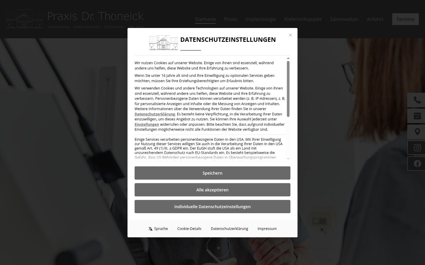 Screenshot des Einwilligungsbanners vor jeglicher Interaktion
