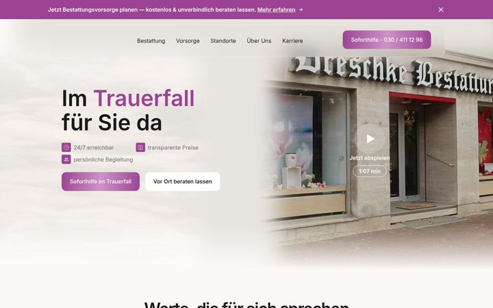 Zrzut ekranu dreschke-bestattungen.de