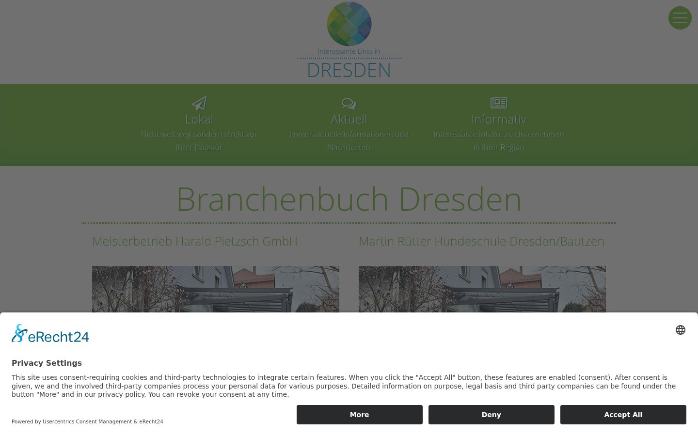 Screenshot des Einwilligungsbanners vor jeglicher Interaktion