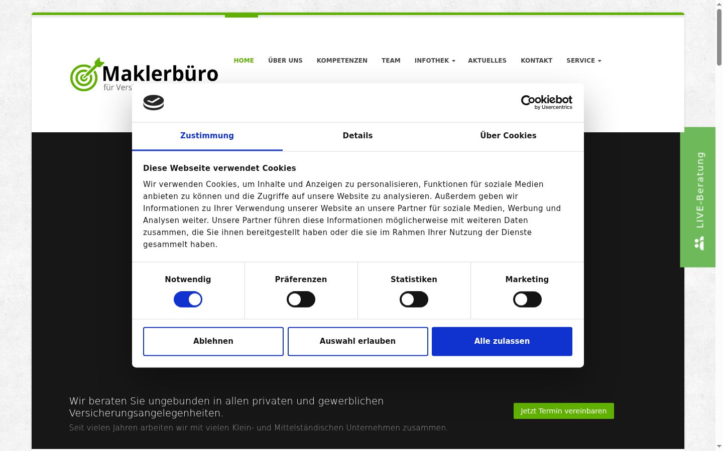 Snímek obrazovky baneru souhlasu zobrazeného před jakoukoli interakcí