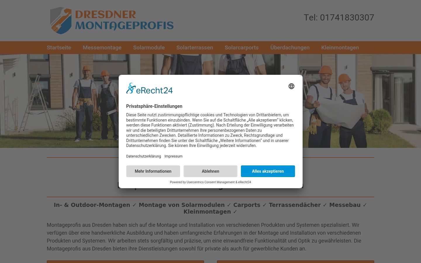 Screenshot del banner di consenso mostrato prima di qualsiasi interazione