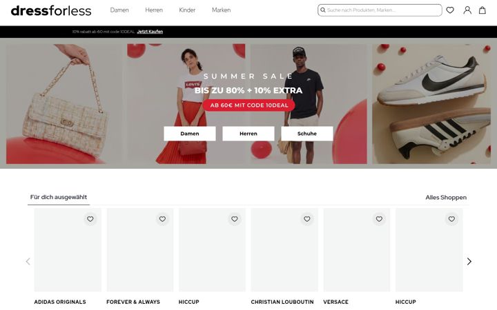 Screenshot of dress-for-less.de