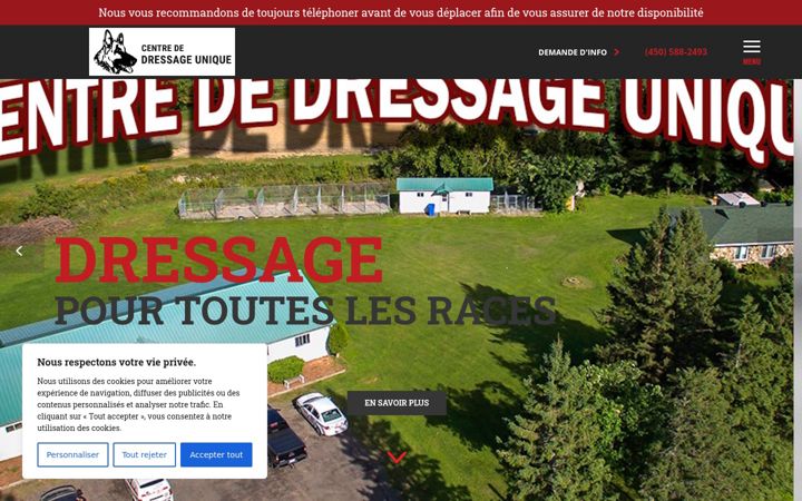 Skjámynd af dressageunique.ca