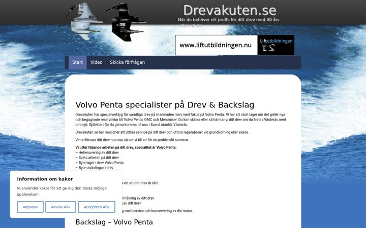 Captură de ecran a drevakuten.se