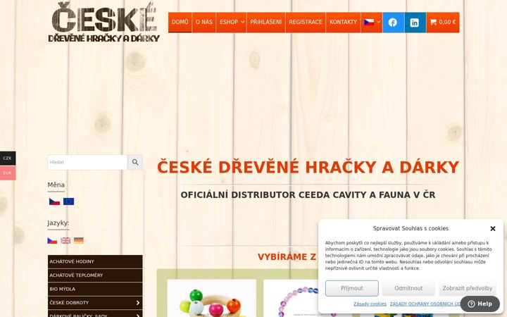 Snímek obrazovky drevenedarky.cz