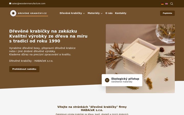 Snímek obrazovky drevenekrabicky.cz
