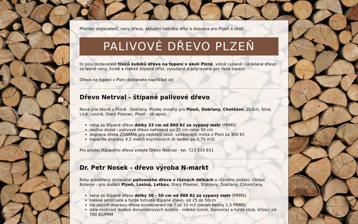 Kuvakaappaus sivustosta drevo-plzen.cz