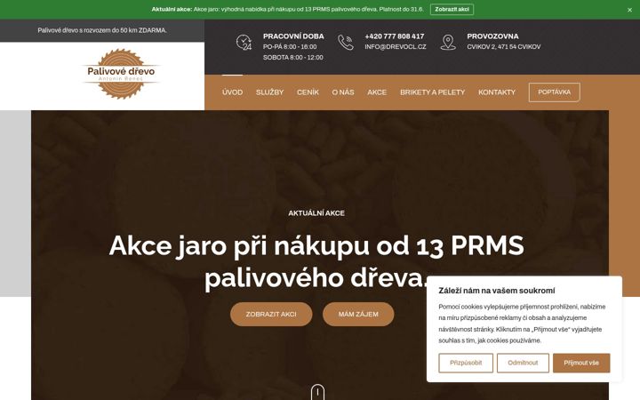 Kuvakaappaus sivustosta drevocl.cz