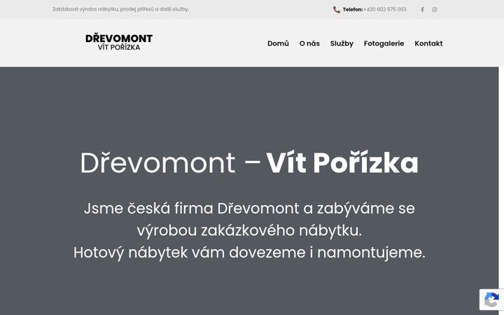 Kuvakaappaus sivustosta drevomont-vyroba-nabytku.cz