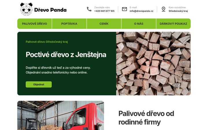 Kuvakaappaus sivustosta drevopanda.cz
