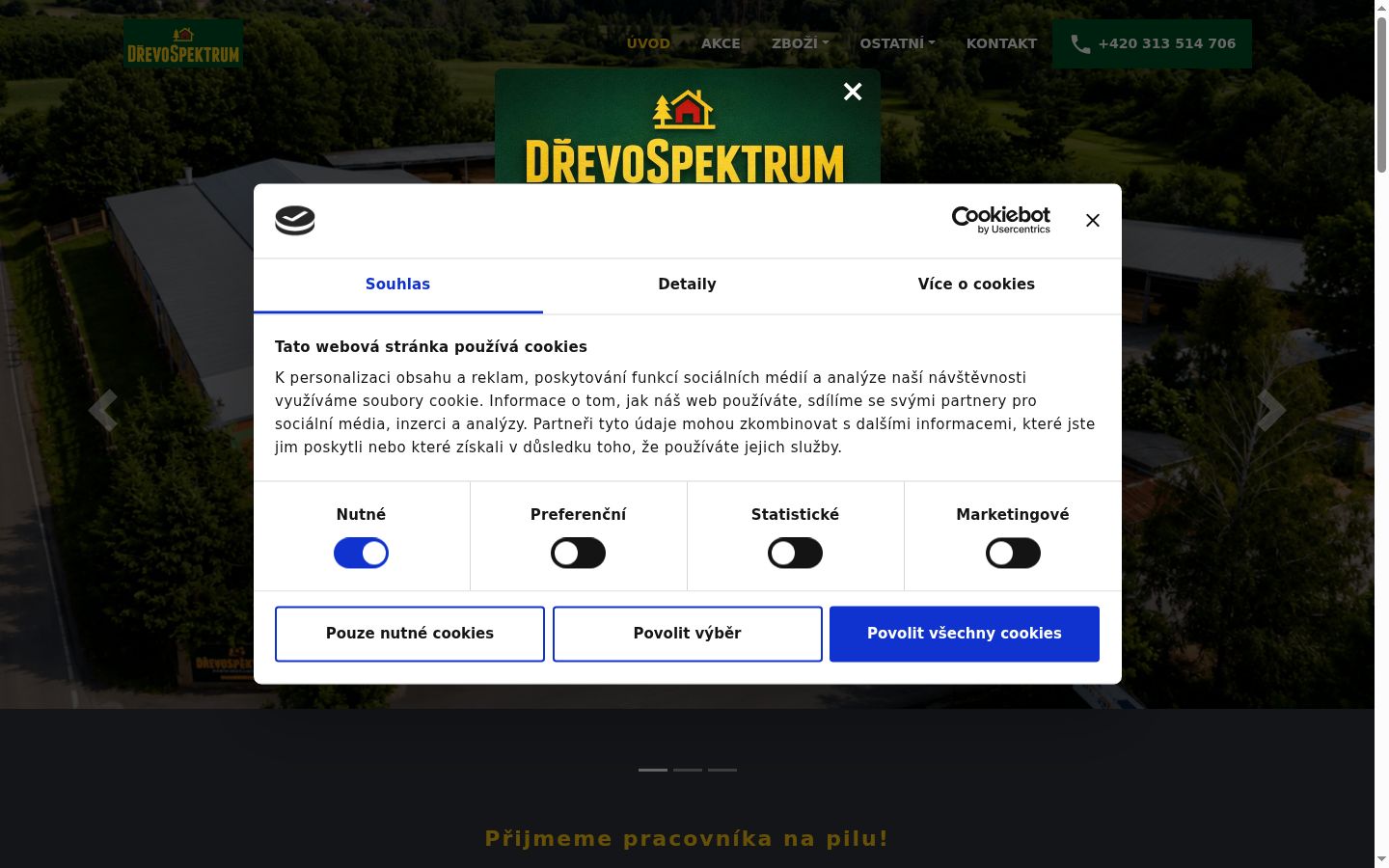 Screenshot del banner di consenso mostrato prima di qualsiasi interazione