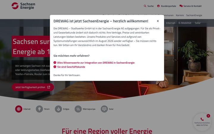 Screenshot of drewag.de